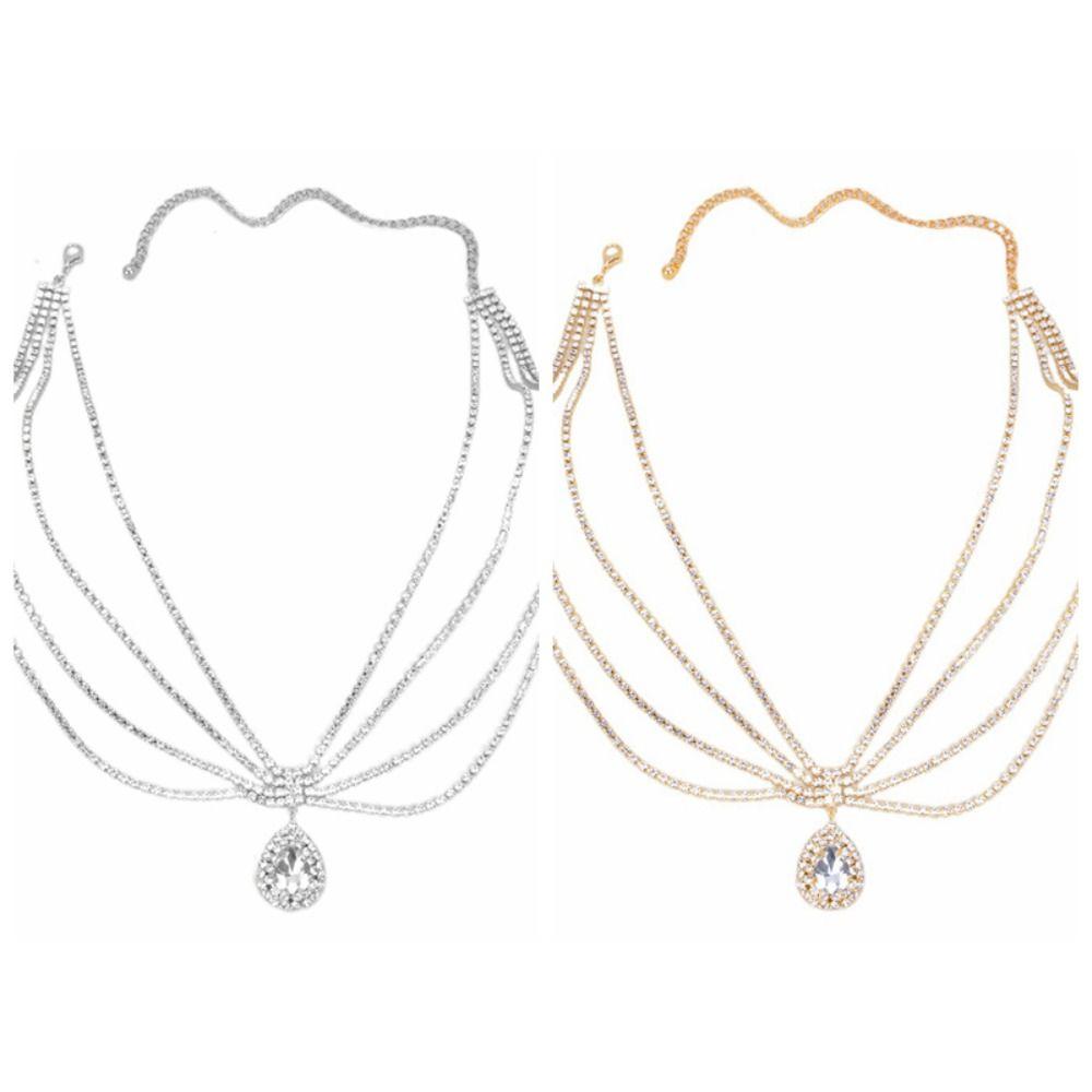 Головной убор Стразовая цепочка на голову Капля воды Бохо повязка на голову Роскошная цепочка на лоб Вечеринка