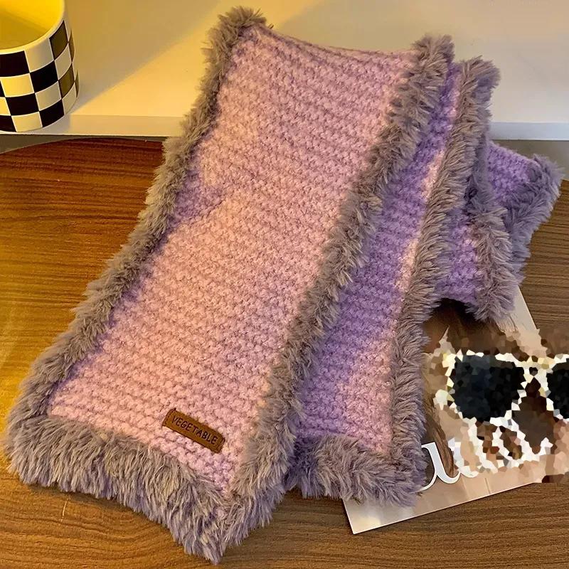 WTEMPO Milard Style Knitted Scarf for Women In Winter High-end Versatile Thick Warm Shawl Plush Scarf