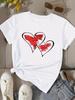 (Азиатский размер) Любовное сердце милый 90-е Женский принт Футболка Топ Женская одежда Футболка Мода Женская Короткий рукав Графические футболки