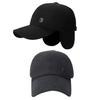 Men Winter Baseball Hat Long Brim Solid Color Windproof Cold Resistant Ear Protection With Earflap Cold Weather Father Outdoor Cap