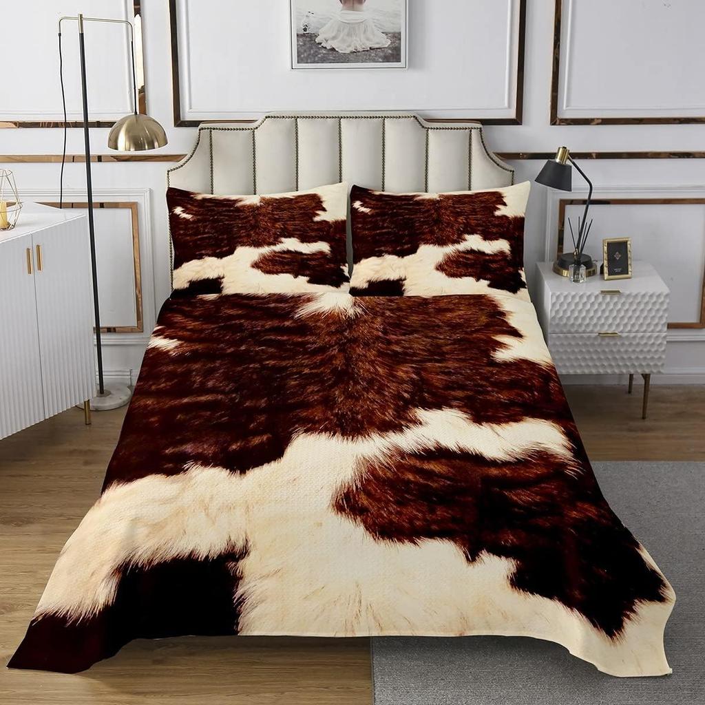 Комплект покрывала из коровьей шкуры Ферма Животное Мех Покрывало Квин/Двуспальный для Спальни Мальчика Девочки 2/3 шт. Западный Рустикальный Ковбой Фермерский Дом Комплект Лоскутного Одеяла