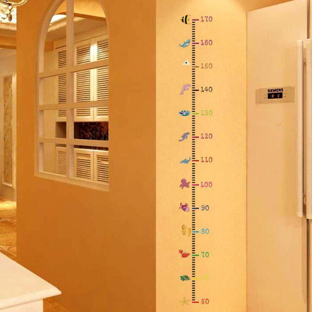 Room Decor Beautiful Mural Baby Growth Chart Under Sea Animal Wall Sticker Height Measure Decal