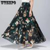 WTEMPO Эластичные большие распашные юбки с высокой талией, женские весенне-летние длинные длинные юбки трапециевидной формы с цветочным принтом, шифоновые юбки для танцев для мамы