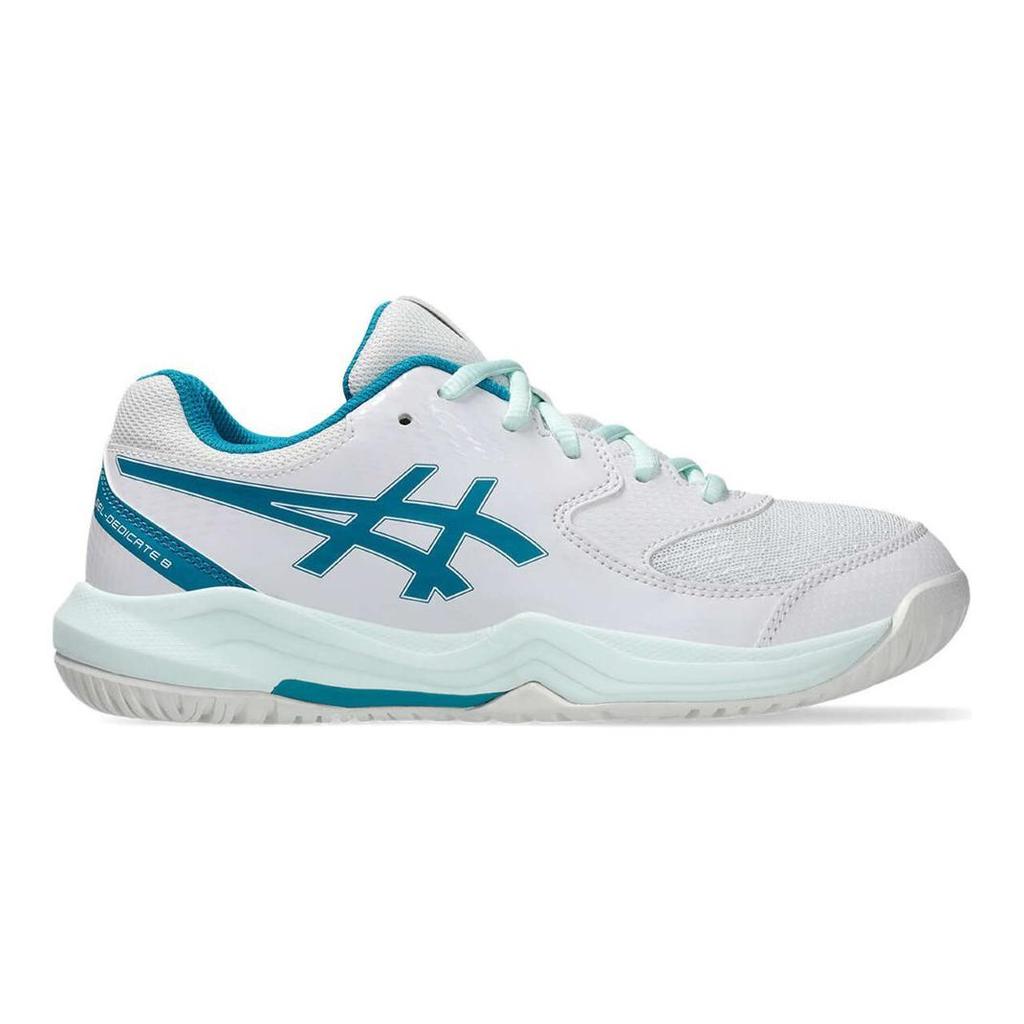Asics Gel Dedicate 8 GS White Teal Blue Kids Sneakers 1044A077-103
