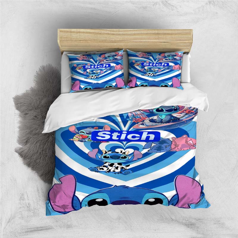 Mini Kawaii (Stitch) Bedding Set, Cartoon Duvet Cover and Pillowcases, Soft and Comfortable, Customizable.