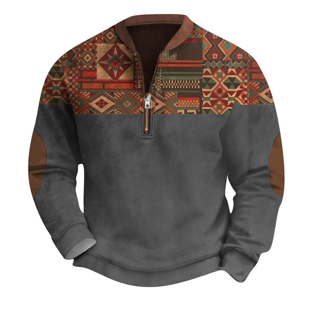 Мужская повседневная толстовка в стиле ретро с градиентным принтом