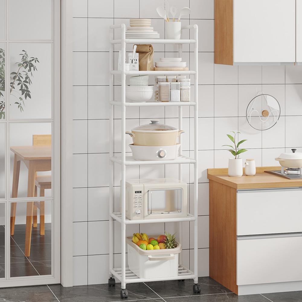 Multi-Layer Kitchen Rack Floor Standing Bathroom Storage Shelves Without Punching Holes Household Multi Layer Kitchen Storage