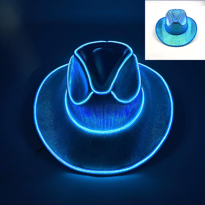 Wireless LED Western Cowboy Hat Light Up Cowboy Hat Disco Bride Pink Cowgirl Hat Concert NightClub Wedding Costumes Accessories