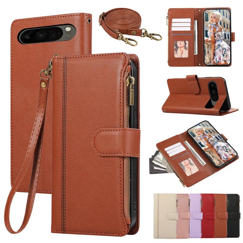 Ремешок на запястье Кроссбоди Кошелек с держателем для карт Чехол для телефона для Google Pixel 9 8 7 6 Pro 8A 7A Защитная Противоударная Кожаная Обложка