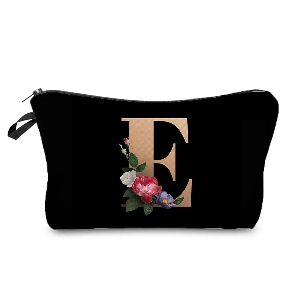 2024 New Product Fashion Creative Storage Bag Portable Toilet Bag Black Bottom Gold Letter Printed Makeup Bag Hz3183