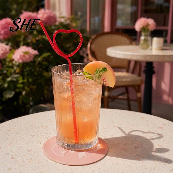 Heart Shaped Plastic Straws 10PCS PET Straws, Reusable Curved Creative Shapes Fun Drinking for Kids Adults Party Games Smoothies Juice Drinks