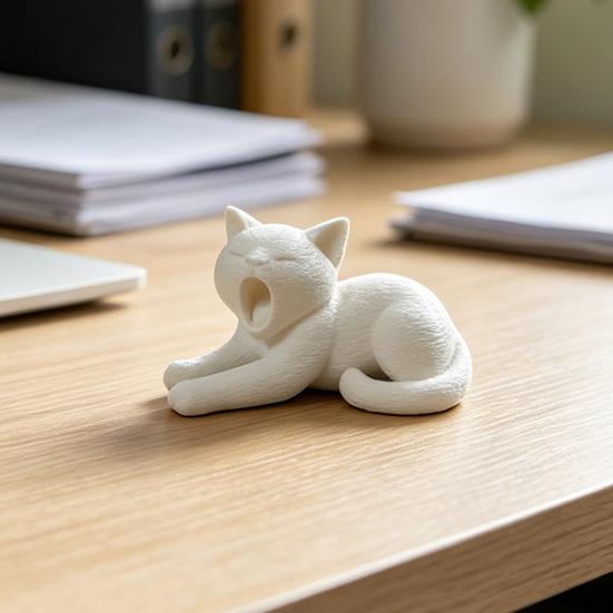 Xiaobudian 3D-печатное украшение-кошка, реалистичные фигурки с плюшевой текстурой, черно-белая милая исцеляющая скульптура, для декора стола, автомобиля, книжной полки