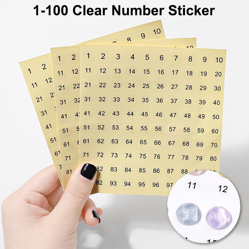 3 листа 1-100 прозрачная наклейка с номером для маркировки гель-лака по цвету, лака, нумерация, цифровая наклейка, инструмент для маникюра