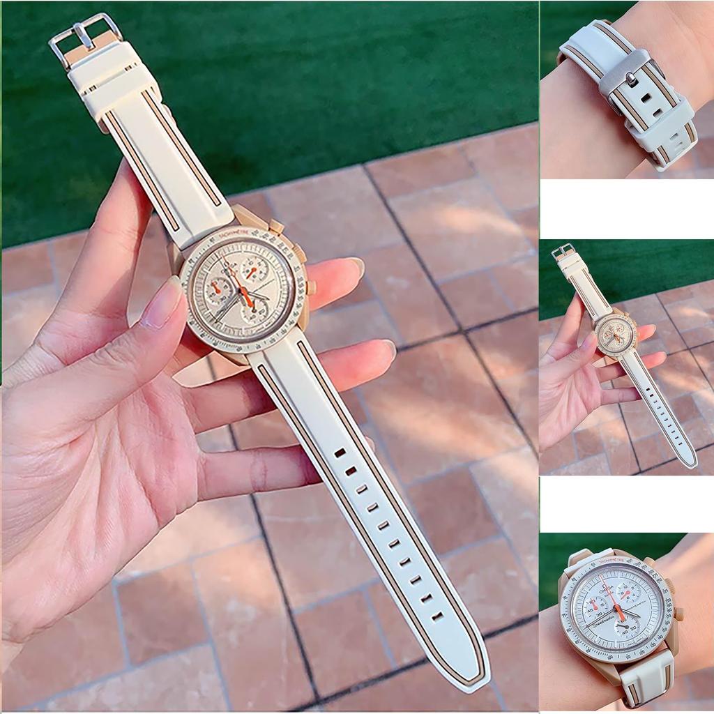 Ремешок для часов 20 мм для Swatch x OMEGA Speedmaster Силиконовый ремешок для часов для Swatch и Быстросъемный инструмент для замены и 3 шпильки в комплекте [Ylfcly]