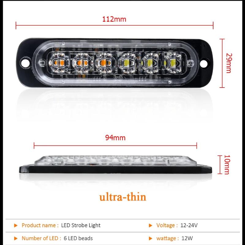 4LED 6LED Стробоскопический сигнальный свет Стробоскопическая мигающая световая панель Светофор Автомобильный свет Маяк для грузовика 12В 24В Белый Янтарный