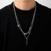 Titanium Steel Double-layer Stacked Winding Pendant Necklace, Hip-hop Personality Trend Sweater Chain Accessories