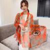 Spring/Summer New Women'S Silk Scarf 130 * 180cm Simulated Silk Twill Square Scarf Fashion Printed Large Square Scarf Professional Scarf