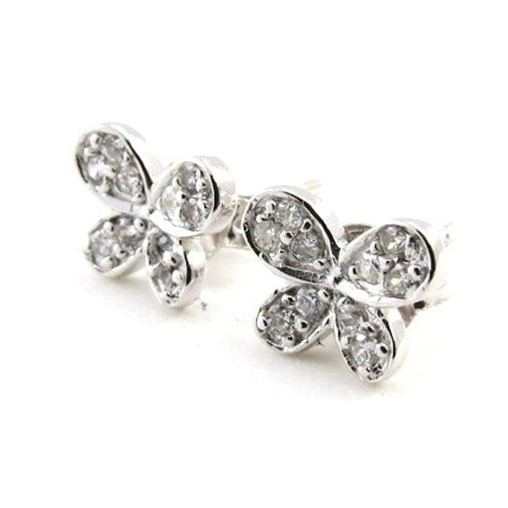 Les Trésors De Lily [I9836] - White 'Butterflies' Silver Earrings