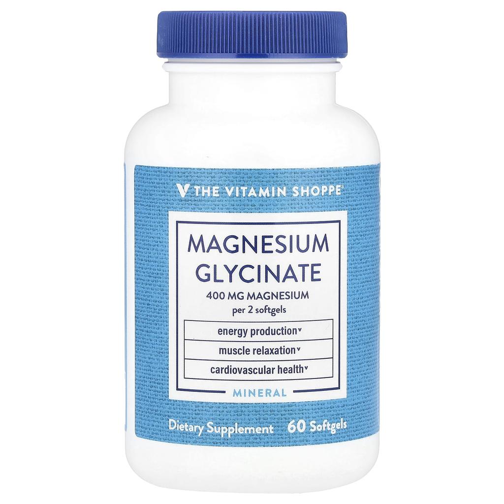 the Vitamin Shoppe Magnesium Glycine, 400mg, 60 Softgels (200mg Per Softgel)
