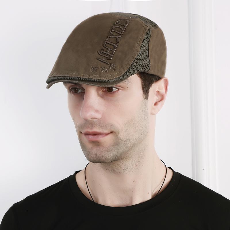 Сетчатая шляпа с язычком утки, мужской берет, весенне-летняя сетчатая кепка, дышащая солнцезащитная шляпа, шляпа M. Шелкография передняя крышка