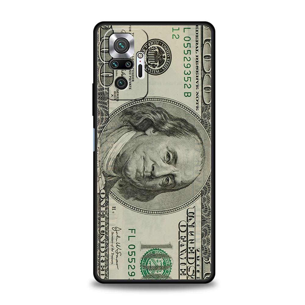 USD Dollar Cash Luxury Phone Case Cover for Redmi 14C 10C Note 14 13 12 10 11 Pro Plus 7 8T K40 K50 Gaming Pro Plus 5G TPU Shell