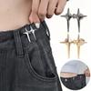 1 Pair Adjustable Waist Cinch Clips - Cross Star Seamless Pants Buckle Pins, Fashionable Star Design, No-Tightening Comfort for Daily & Special Events