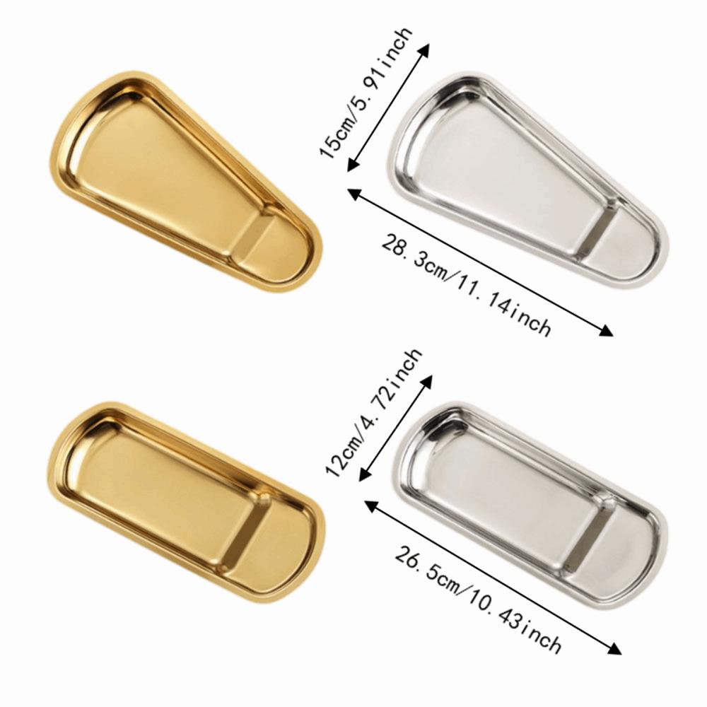 Irregular Outline Condiment Serving Tray Mirror Polished Metal Storage Tray Kitchen Use