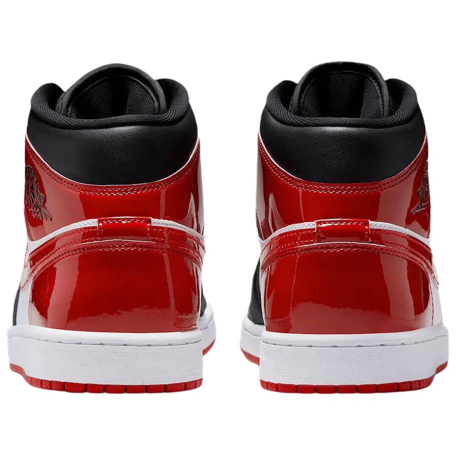Jordan Air Jordan 1 Лакированная кожа, Кожаные кроссовки на средней высоте, Винтажные баскетбольные кроссовки, Мужские, Черно-красно-белые, HV4091-006
