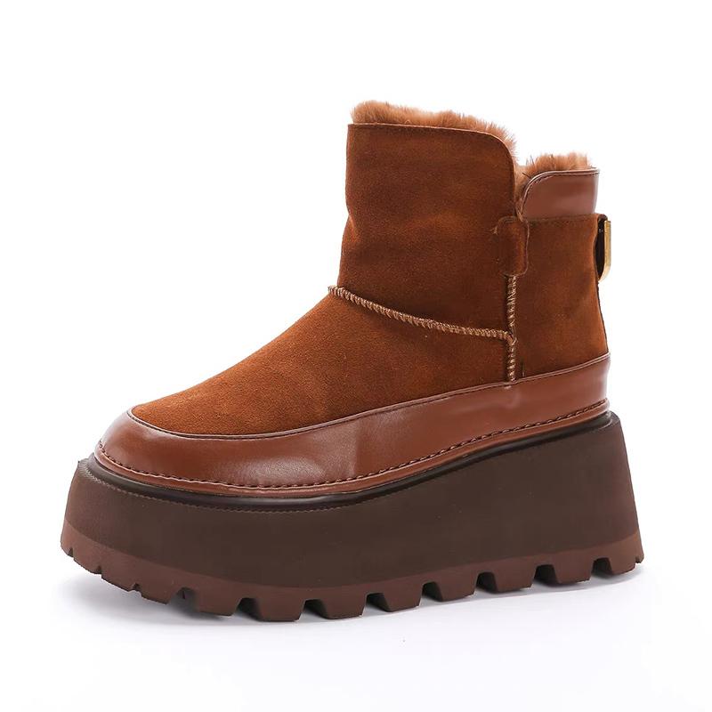 Женские зимние ботильоны на платформе из замши Desogner, короткие, плюшевые, хлопковые, на среднем каблуке, тренд 2025 года, теплые, удобные, женские ботинки