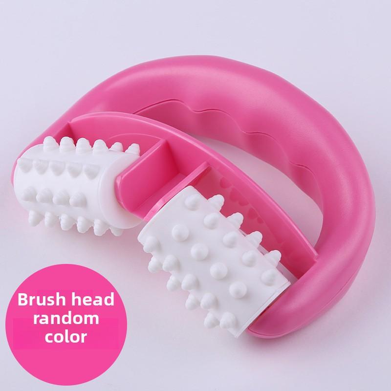 Ручной массажный ролик с двойным колесом, пластиковый ручной массажер для расслабления мышц тела