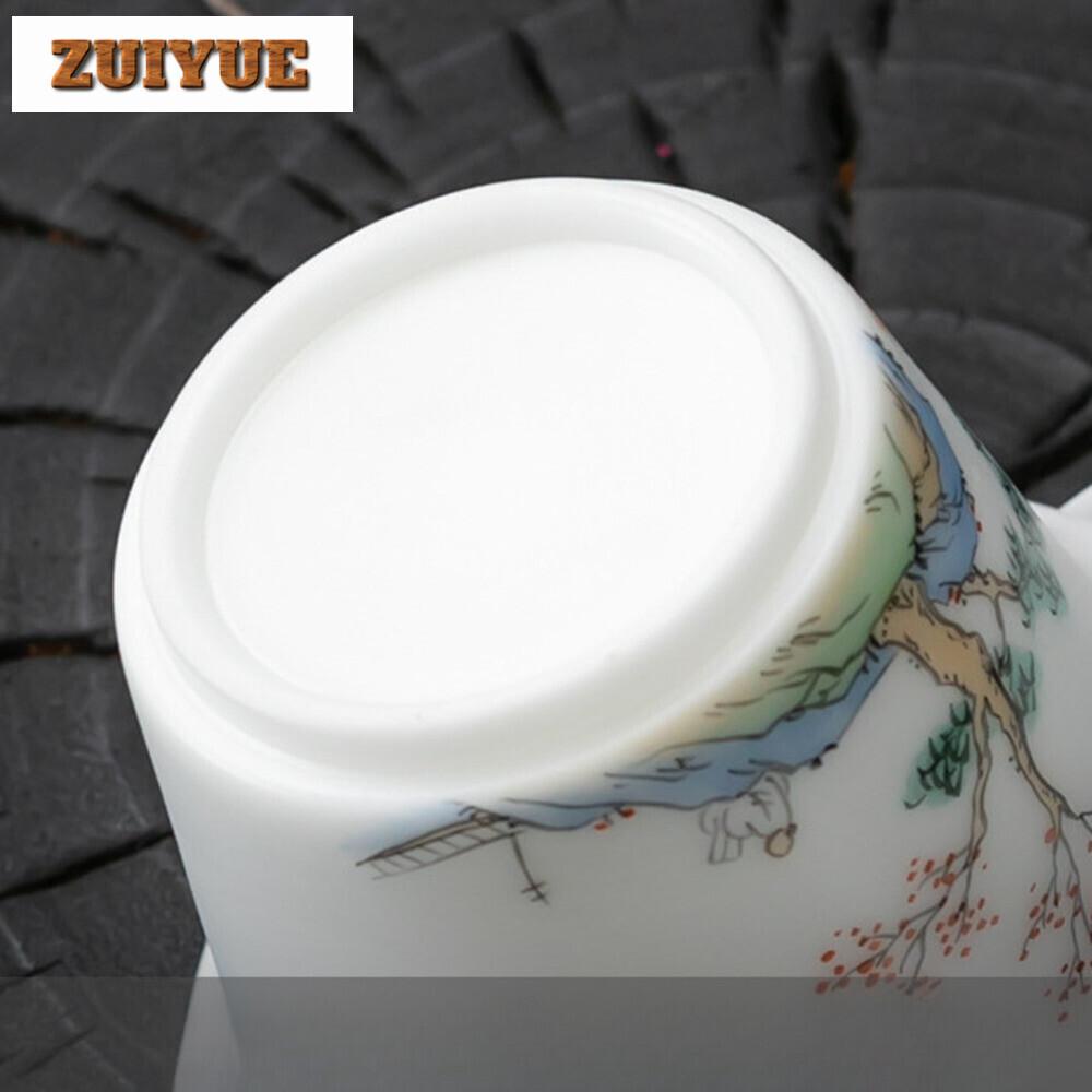 Boutique Ice Jade Porcelain Handmade Covered Bowl Handpainted Frangrant Hills Gaiwan Tea Tureen Tea Brewing Tea Collection Gifts