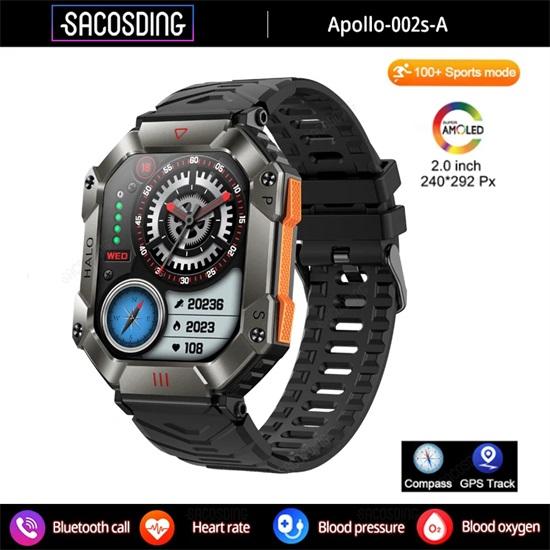 SACOSDING Apollo-002s-A Men 2.0inch Large Screen Compass Bluetooth Call Outdoor Sports Watches Fitness Smartwatch Women