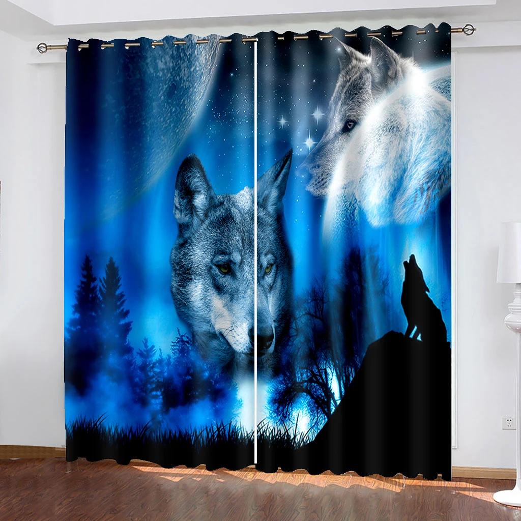 3D-печать роза лев тигр волк животное затенение окна занавеска для детской гостиной спальни кухни двери зала домашний декор