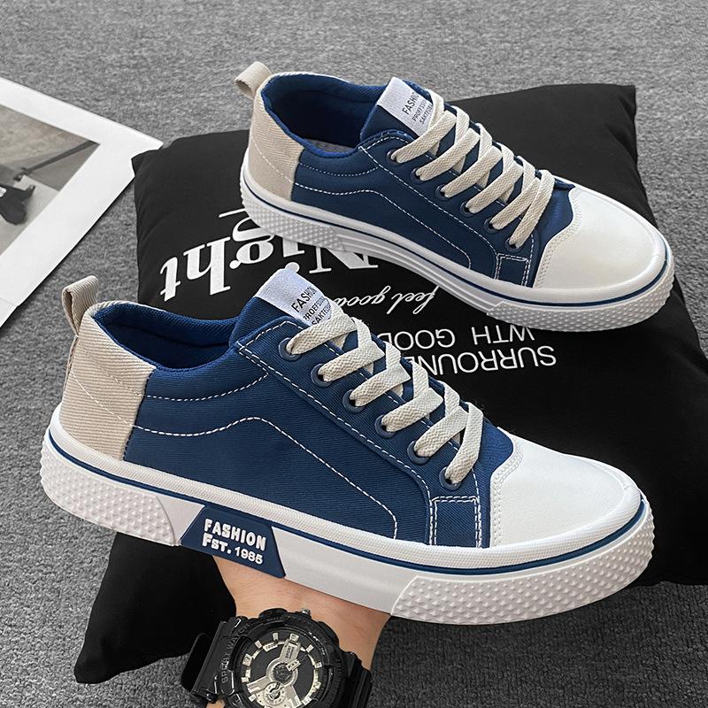 Мужские парусиновые туфли весна-осень дышащие модные универсальные кеды мужские низкие на плоской подошве спортивная и повседневная обувь большого размера