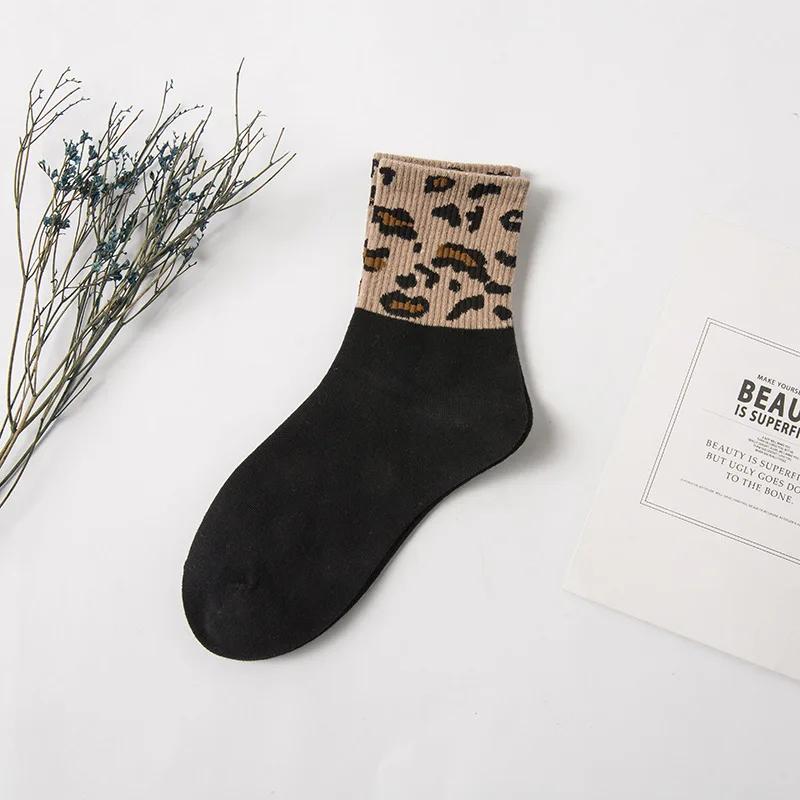 Spotted Leopard Print Women Socks Fashion Mid-Tube Socks For Girls Novelty Animal Pattern Japanese Style Autuma Spring Summer