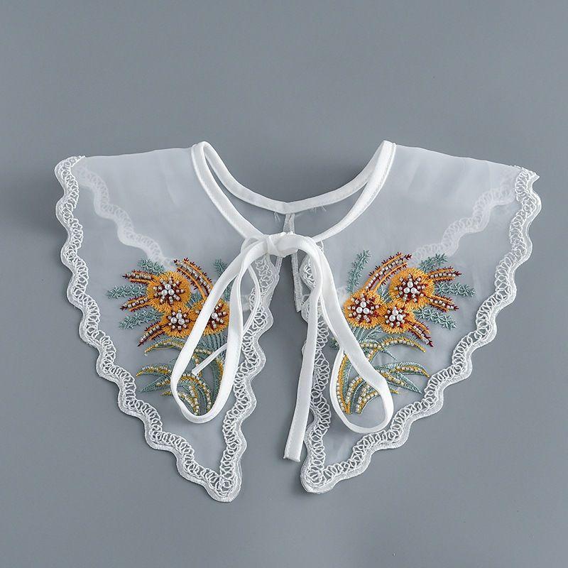 Vintage Ruffle Women Detachable Collar Tie Necklace Detachable Lapel Shirt Fake False Collar Woman Lace Tie Neckwear Nep Kraagie