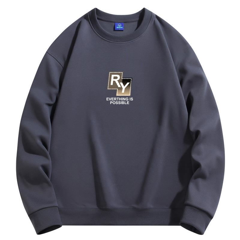 Мужская толстовка с круглым вырезом и узором RY, модная повседневная толстовка с длинным рукавом большого размера