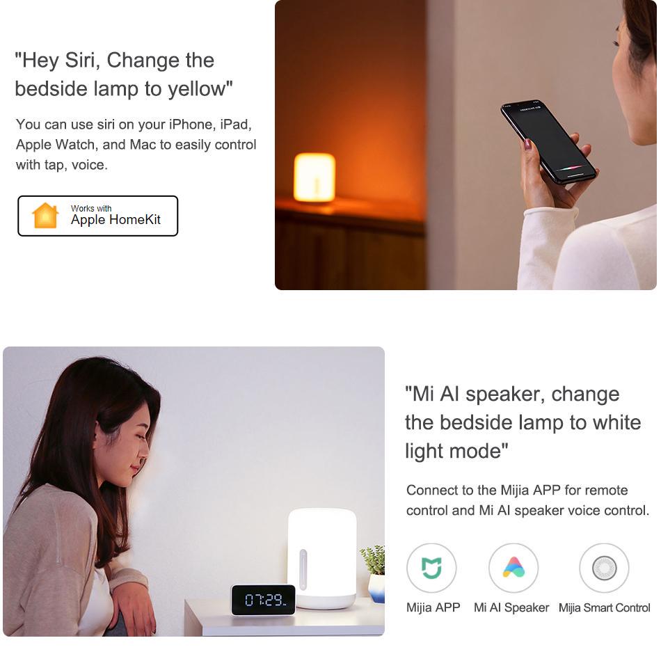Xiaomi Прикроватная лампа 2 умных настольных светодиодных светильника Mi home APP с беспроводным управлением MIJIA красочный настольный ночник для Apple HomeKit Siri