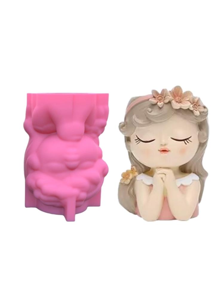 Prayer Girl Flower Silicone Mold Concrete Candlestick Resin Mould Succulent Planter Molds Craft Home Decorations
