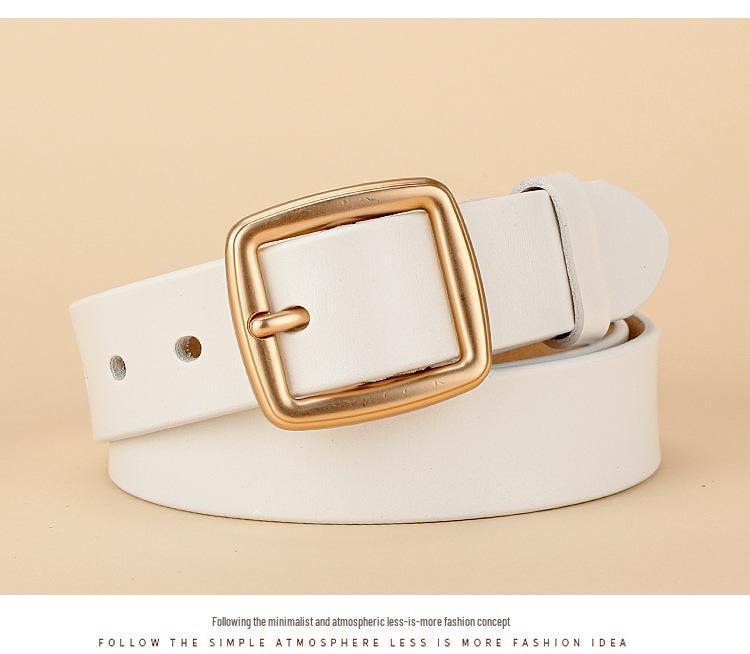 2024 Ретро Корейский Стиль Женский Ремень из Натуральной Коровьей Кожи и Денима