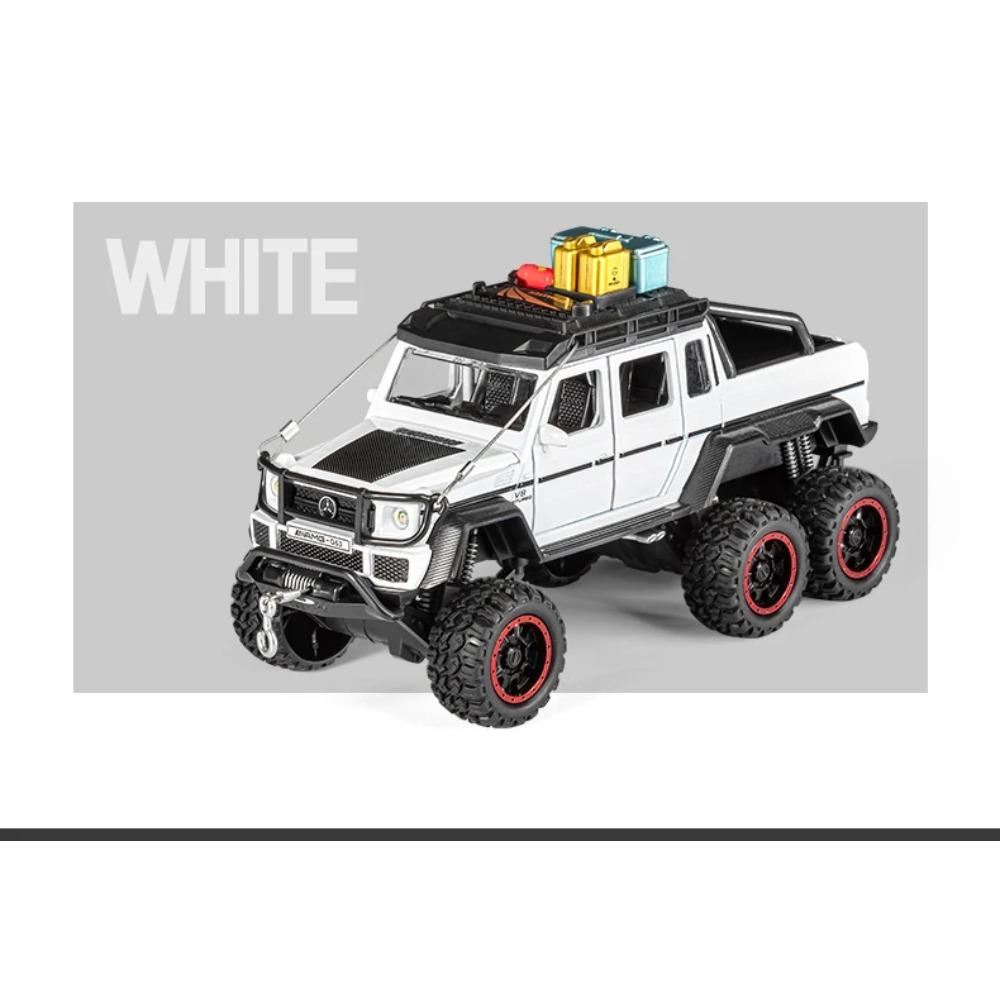 Дорожная версия 1/24 Benz G63 6*6 Шины Сплав Пикап Модель автомобиля Литье под давлением Металл Внедорожники Модель автомобиля Звук Свет Детская игрушка Подарок