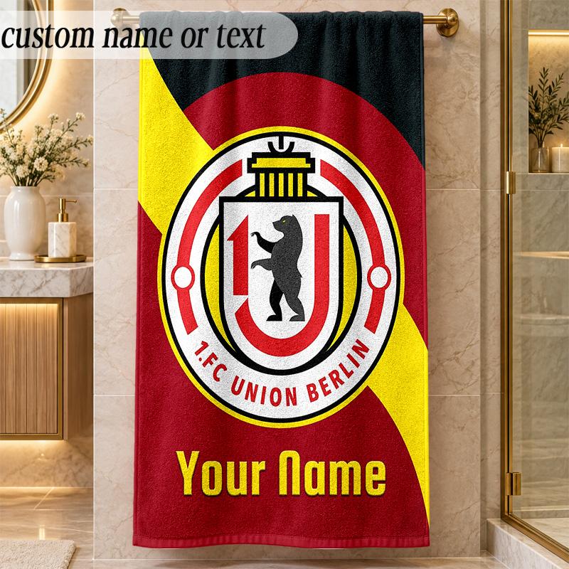 Beach TowelUnion Berlin FC Custom Name Text Personalized Soft Towel for Beach Pool Indoor Home Decor Gift