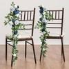 2Pcs Wedding Chair Decorations Aisle Floral Swag Artificial Pew Flowers Hanging Garland for Ceremony Church Rose Floral Faux Arrangement Party Decor