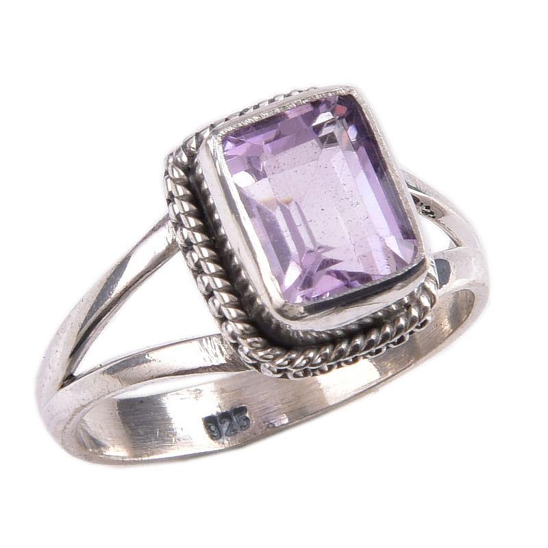 Natural Pink Amethyst Gemstone 925 Solid Sterling Silver Jewelry Ring S.8 C0z88