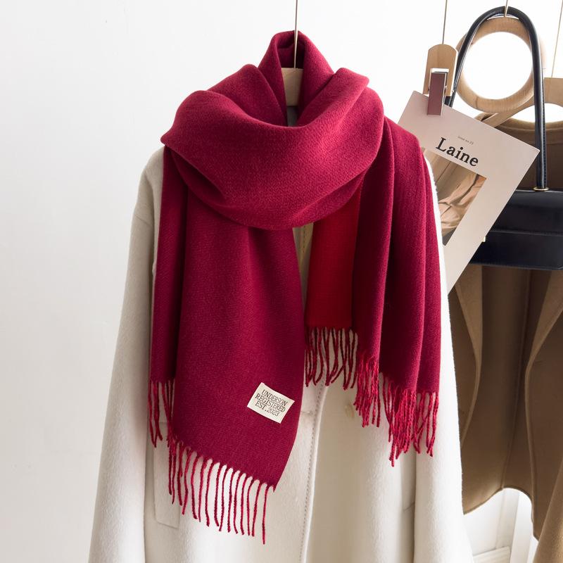 Зимний кашемировый женский шарф Женский роскошный шарф Женский кисточный бандана Женский однотонный шаль-накидка Фуляр Типпет Пашмина
