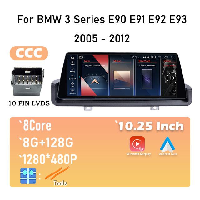10,25-дюймовый IPS-экран, автомобильное радио, стереовидеоплеер, GPS-навигация для BMW 3 серии E90 E91 E92 E93 2005 - 2012, система Android 14
