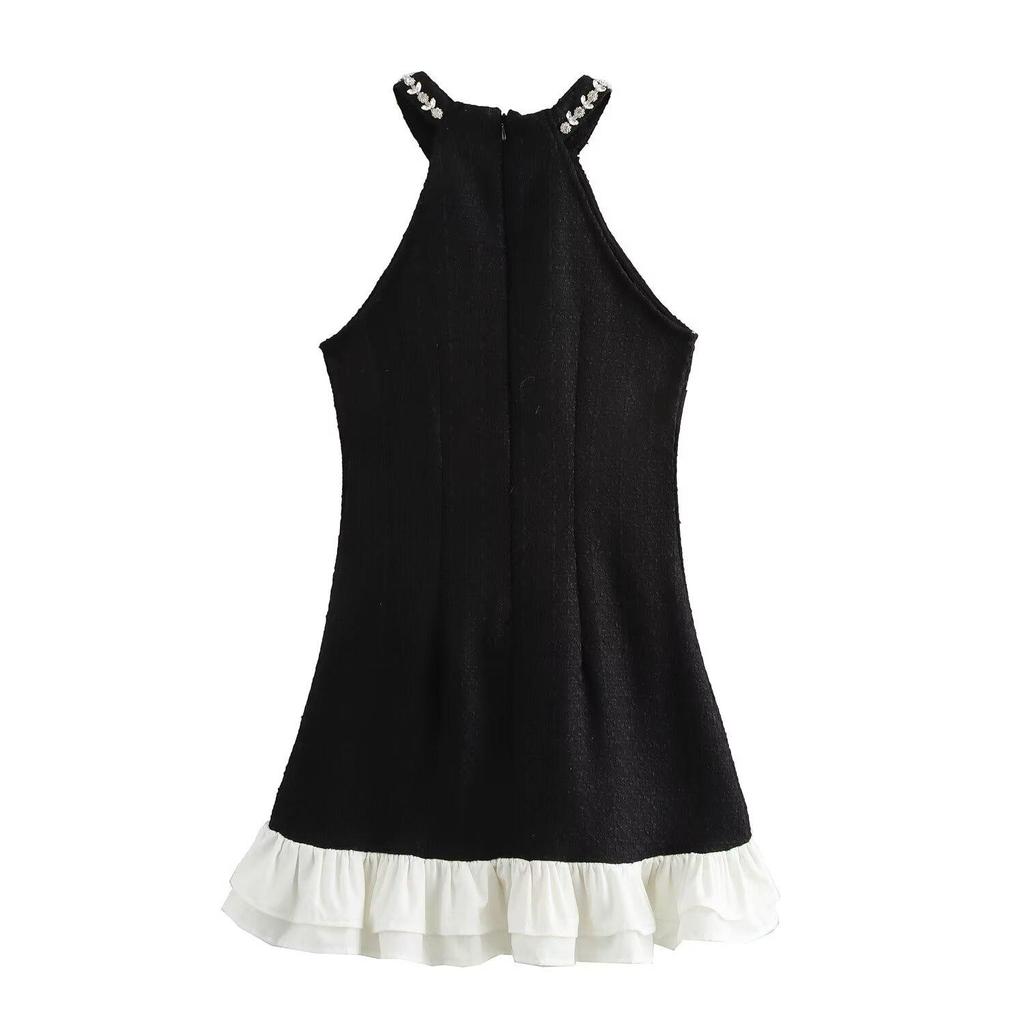 2024 Осень Женское Европейский и Американский Стиль Платье Халтер с Кружевом и Шипами