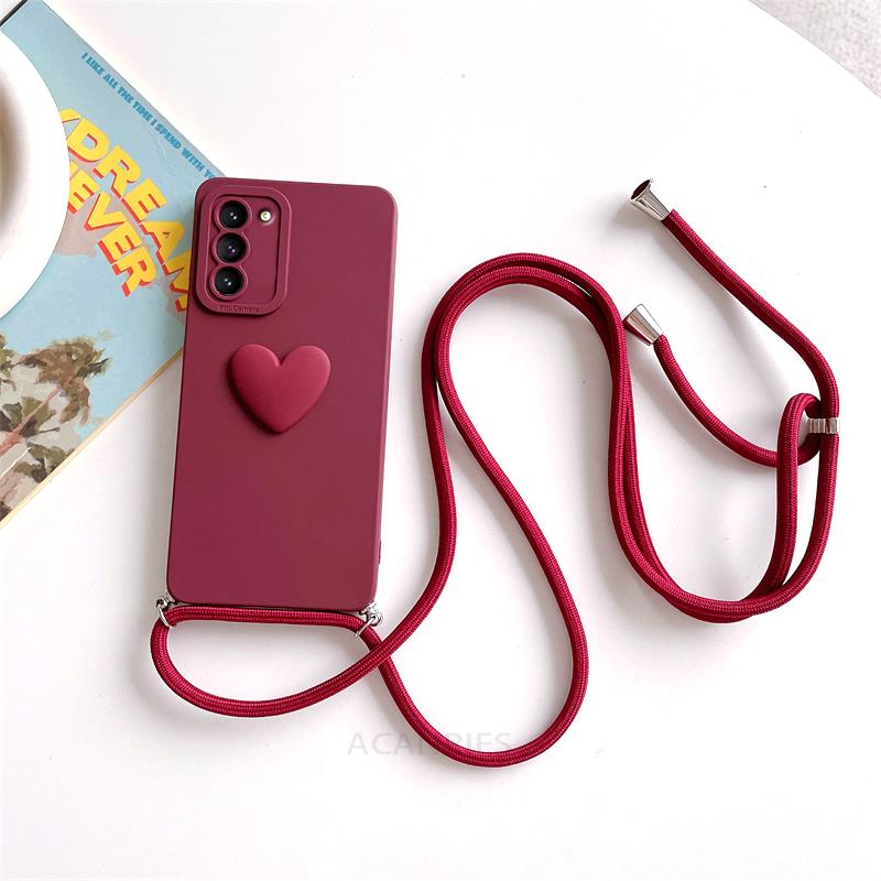 Чехол-ремешок Love Heart для Samsung Galaxy S21 S22 S23 Plus Ultra 5g S20 Fe, силиконовый чехол-шнурок S21fe S20fe