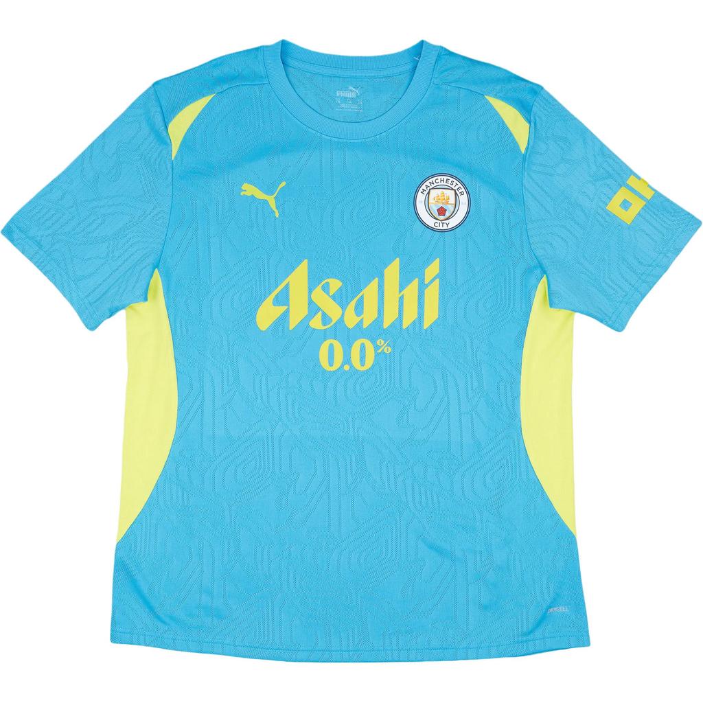 Puma Манчестер Сити 2024-25 Удобная Простая Надпись Футболка с Коротким Рукавом для Футбола Унисекс Топы Синий 777526-11