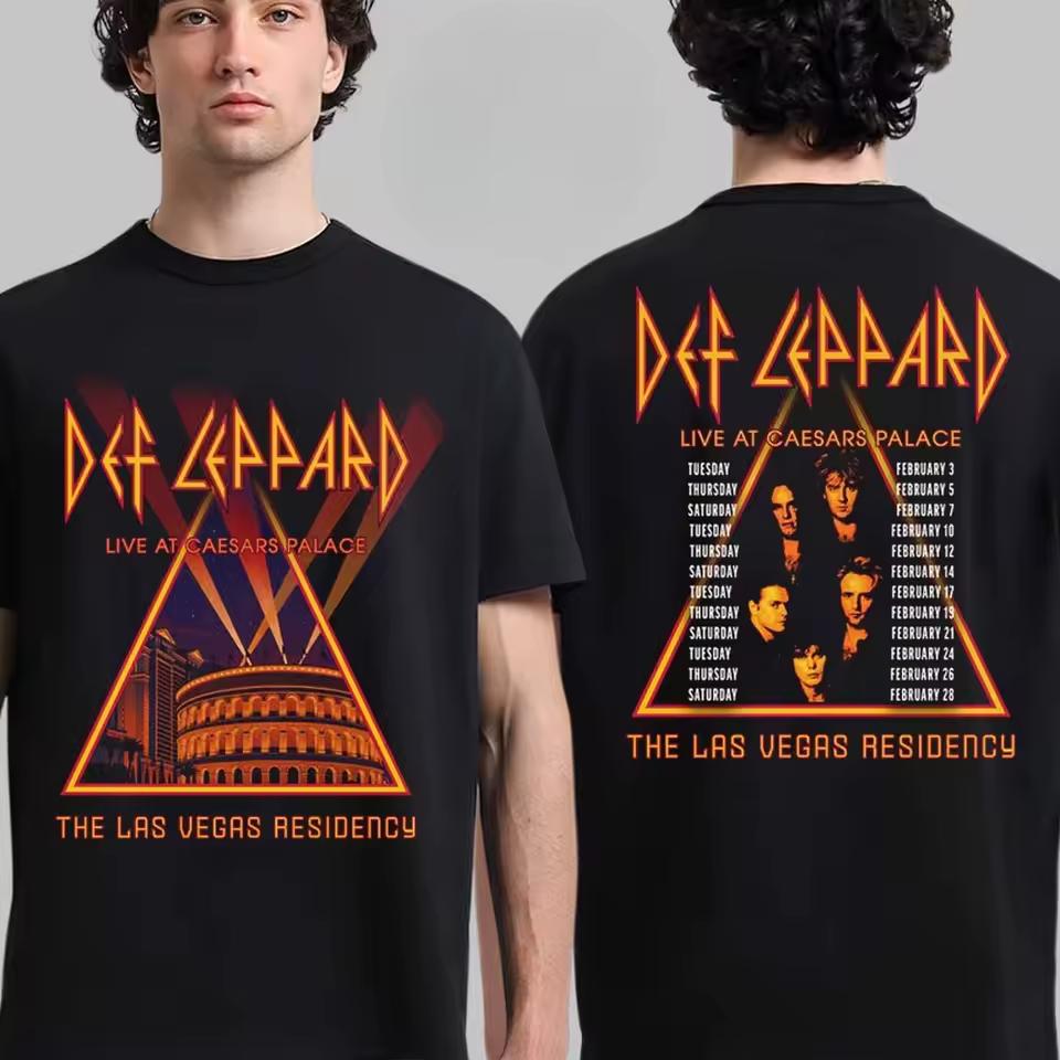2026 Def Leppard Хлопковая Футболка с Логотипом Группы Унисекс Летняя С Коротким Рукавом Модный Бренд Футболка Роскошная Повседневная Винтажная Футболка